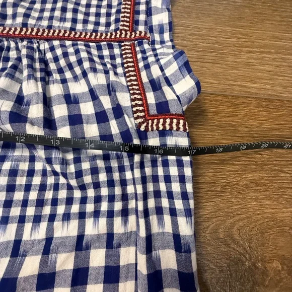 J. Crew Crewcuts Girls Gingham Navy Dress Embroidered Lined Sz 14 Summer/Fall - Picture 4 of 11
